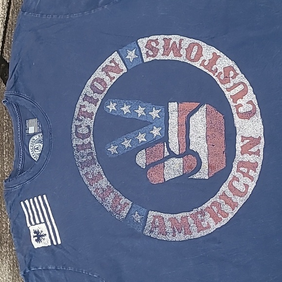 AFFLICTION AMERICAN CUSTOMS LIVE FAST RAW-EDGE AMERICAN FLAG LAVA WASH TEE-SHIRT - Picture 2 of 12